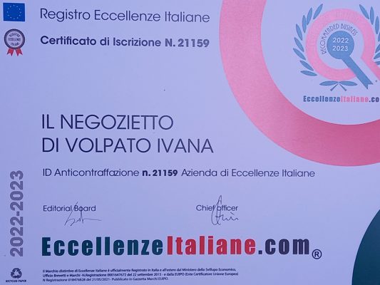 Eccellenze Italiane 2022-2023 certificato